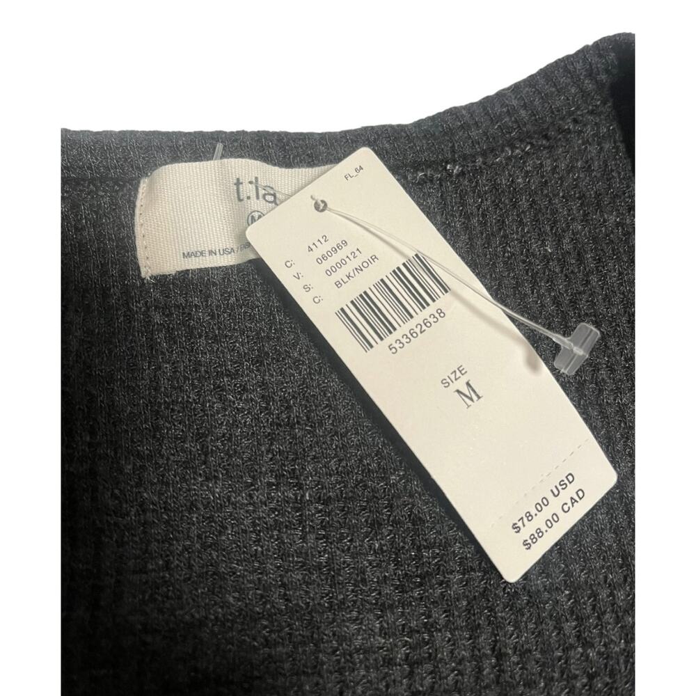 Anthropologie T.La Vicky Thermal Waffle V-Neck Tunic Top, Charcoal Gray, M NEW - Picture 6 of 8